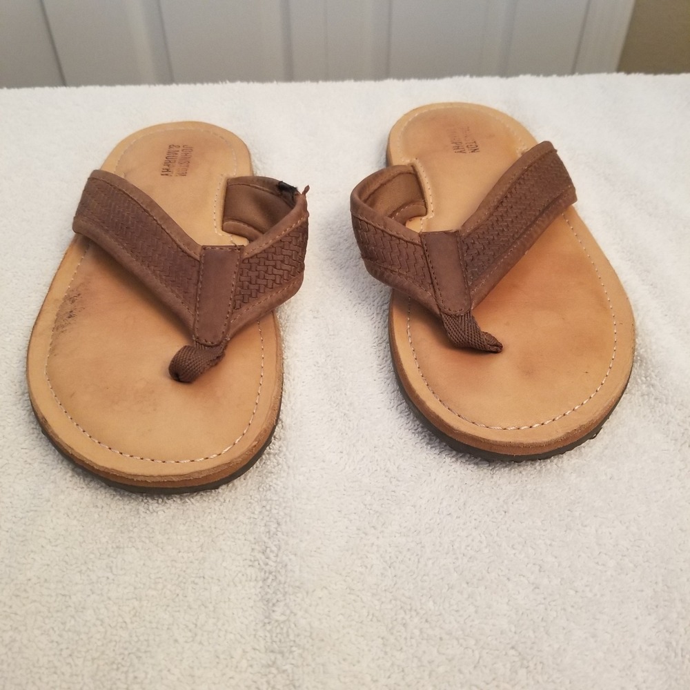 Johnston & Murphy Kids Brown Woven Strap Flip Flop Sandals Thong Slides boys 1M